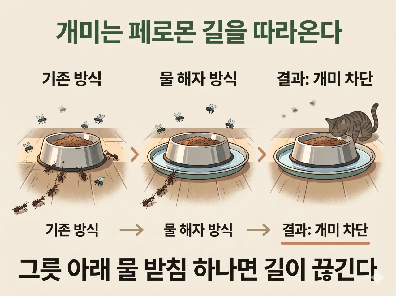 밥 두면 30분 만에 개미가 줄 선다 — 5월 길고양이 밥그릇 벌레 잡는 법