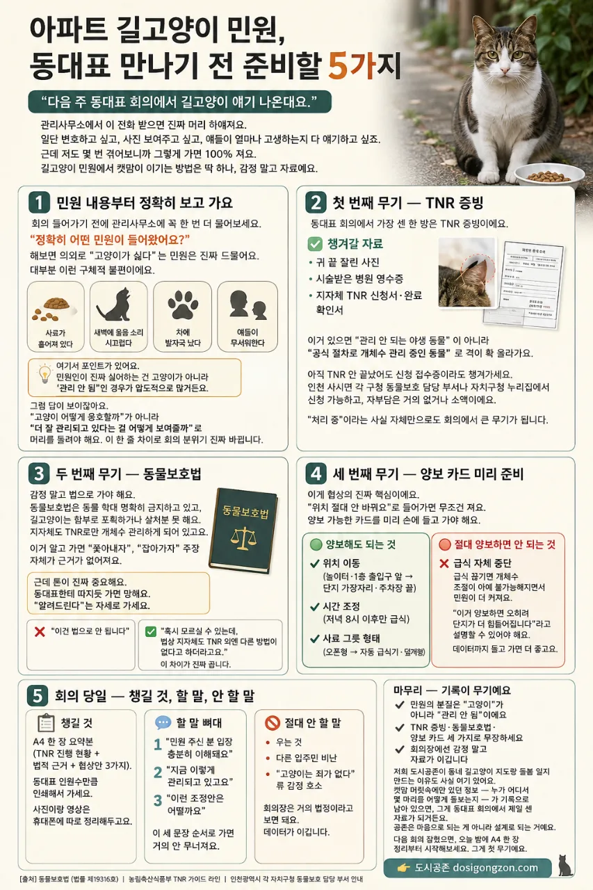 길고양이 민원 들어왔다 — 캣맘이 회의에서 이기는 법
